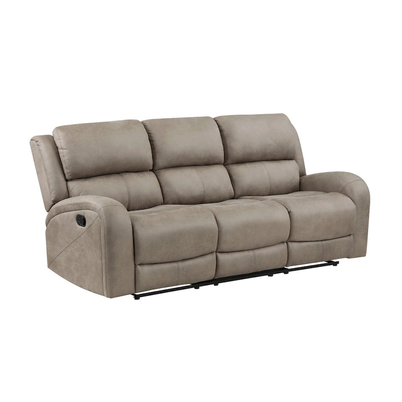 85-Inch Manual Double Recliner Sofa, Brown Tufted Microfiber