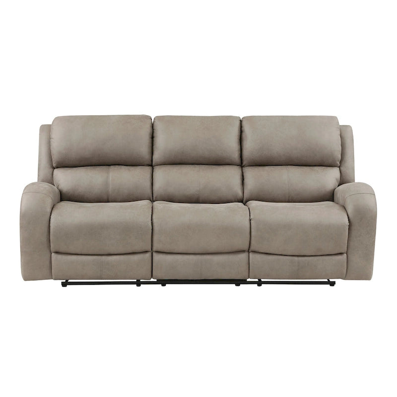 85-Inch Manual Double Recliner Sofa, Brown Tufted Microfiber