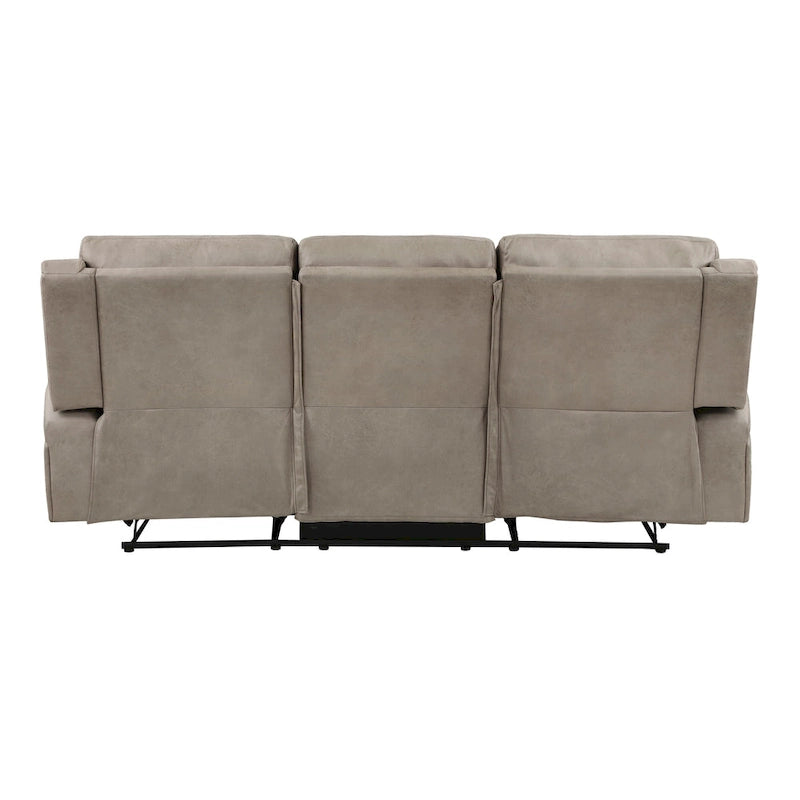 85-Inch Manual Double Recliner Sofa, Brown Tufted Microfiber