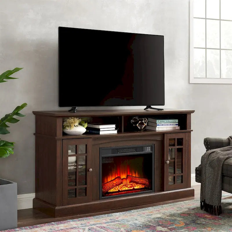 Modern Entertainment Console with 23 Fireplace Inset