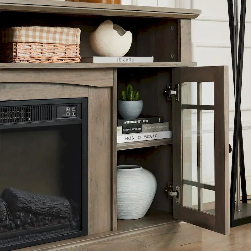 Modern Entertainment Console with 23 Fireplace Inset