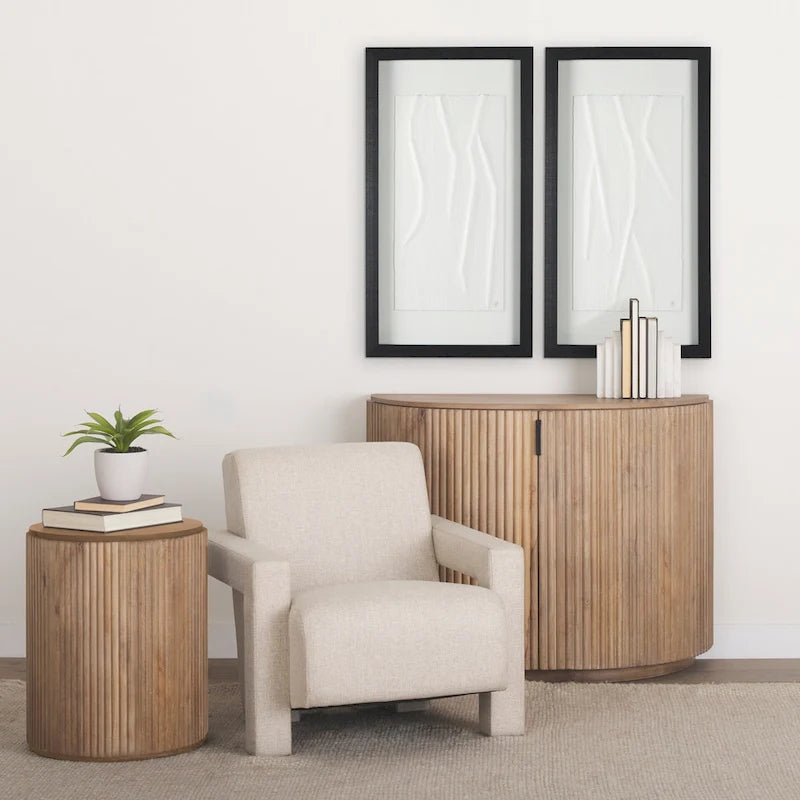 Meuble d'appoint en bois massif marron clair