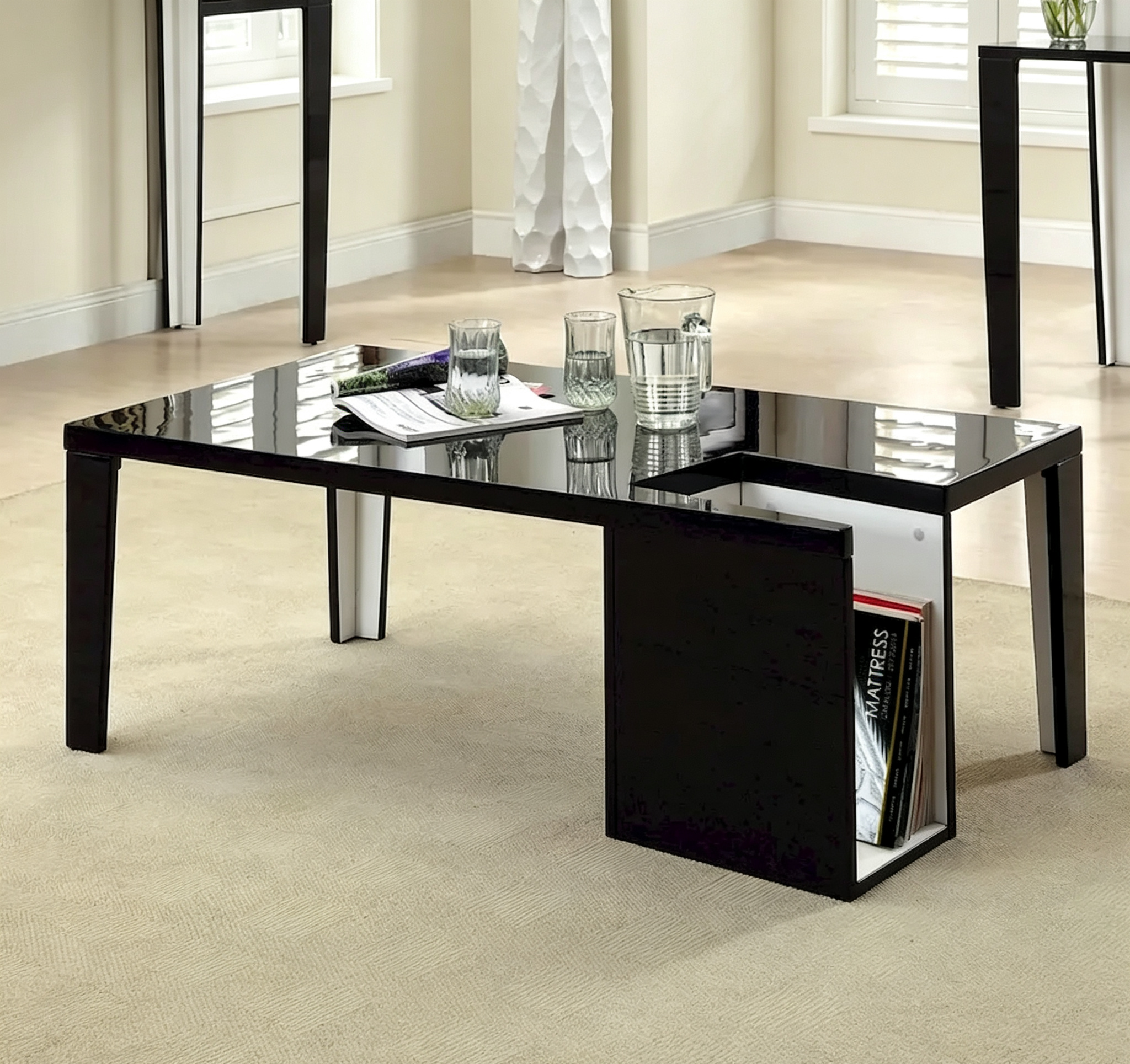 Modern 48-Inch Wood Storage Coffee Table