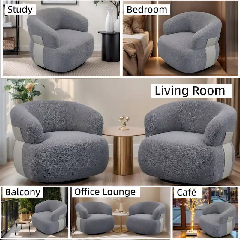 Fauteuil moderne Kieon 33W 360 pivotant en forme de tonneau - Lot de 2