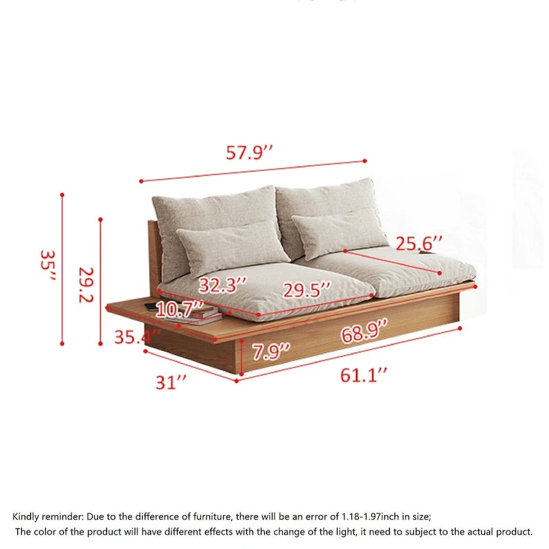 Canapé beige en coton JASIWAY avec structure en bois