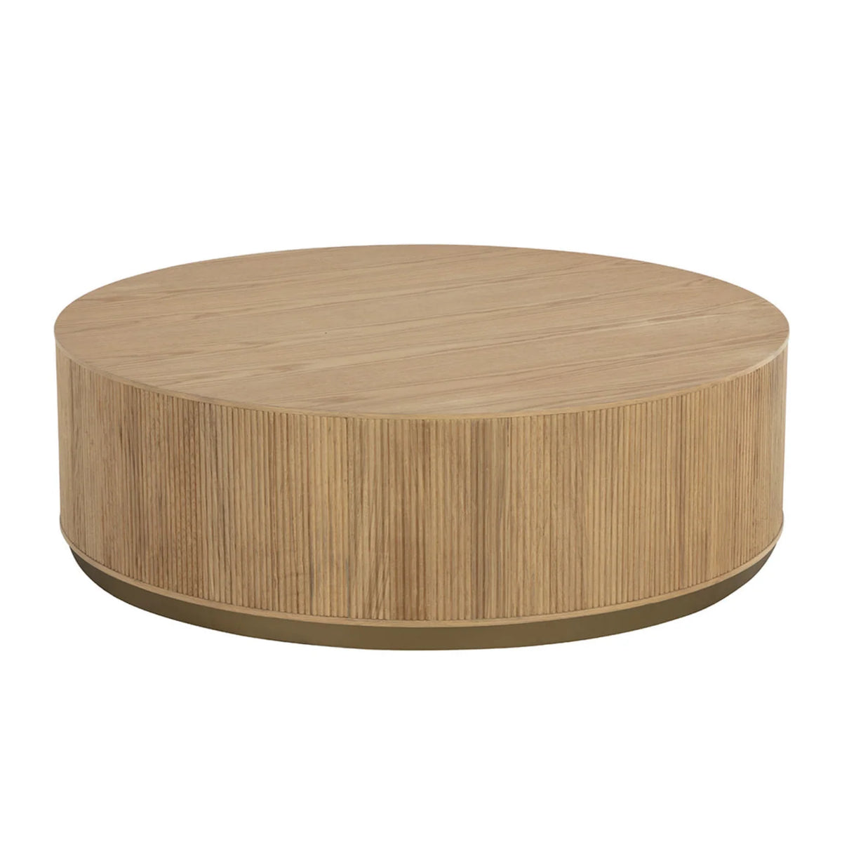 Table basse en chêne rustique avec façades cannelées | Finition or brossé