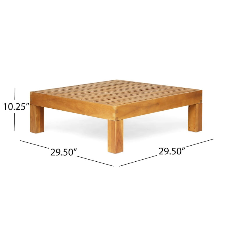 Causeuse d'extérieur Oana en bois d'acacia avec accoudoir gauche et table basse avec coussin par Christopher Knight Home