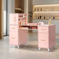 Bureau informatique de 140 cm avec étagères, tiroirs et armoire