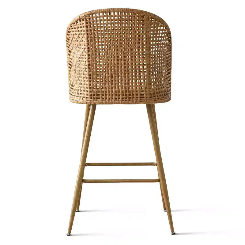 Lot de 2 tabourets de bar en rotin naturel, chaises hautes de 73,6 cm de style bohème avec dossier tissé - Panipeachy