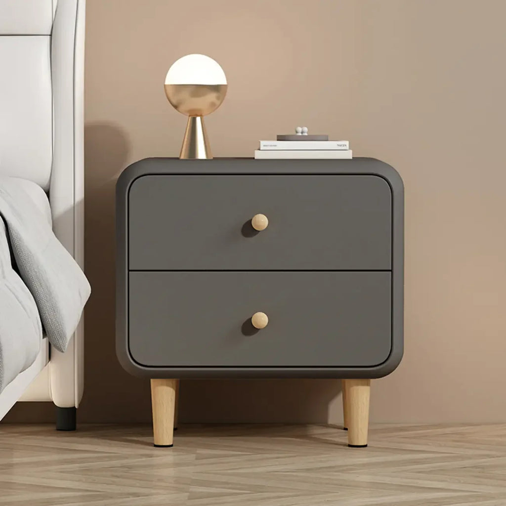 Table de chevet moderne en bois à 2 tiroirs avec pieds