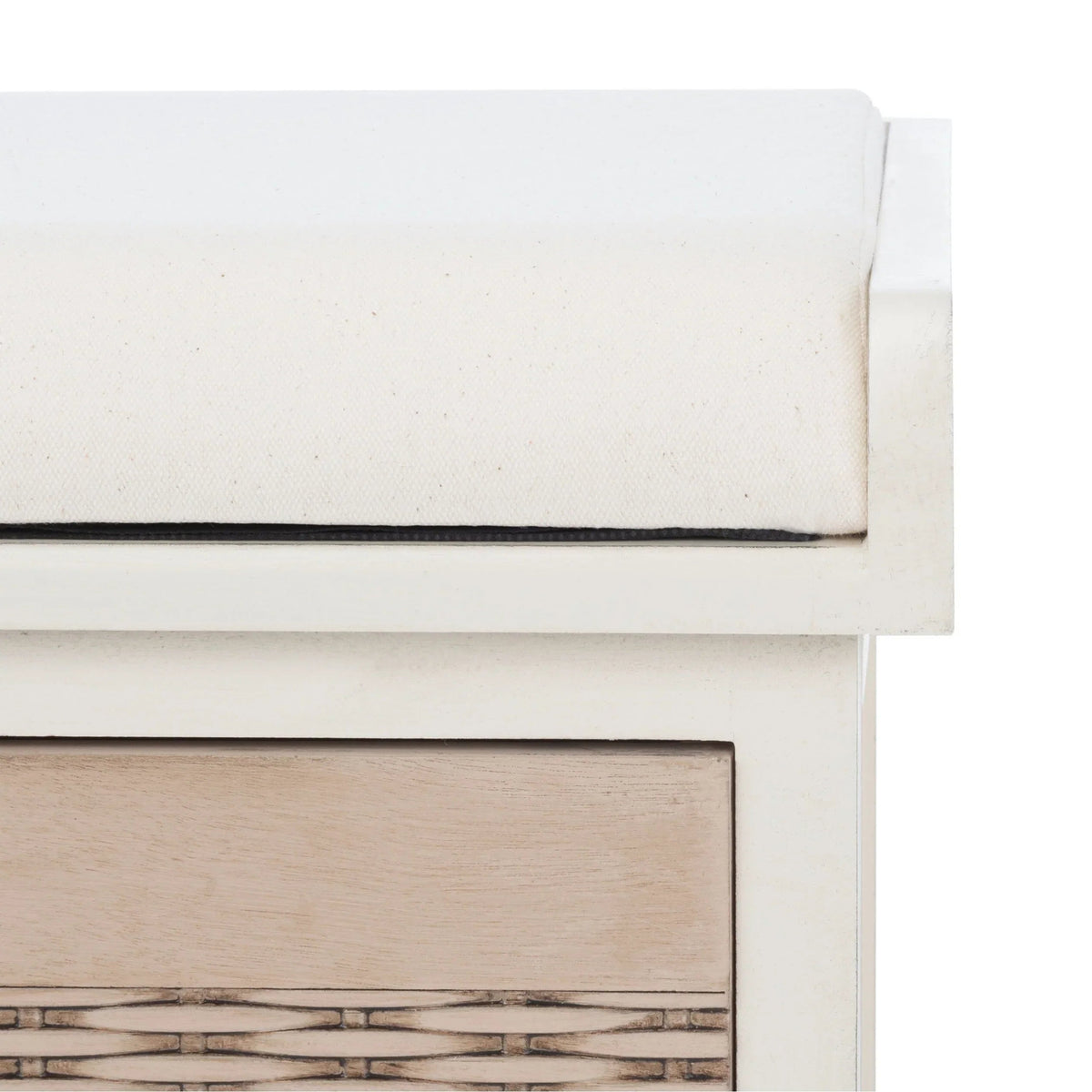 Banc de rangement SAFAVIEH Fiorello avec coussin et 3 tiroirs - 47,3 L x 15 P x 19 H - 47 L x 15 P x 19 H