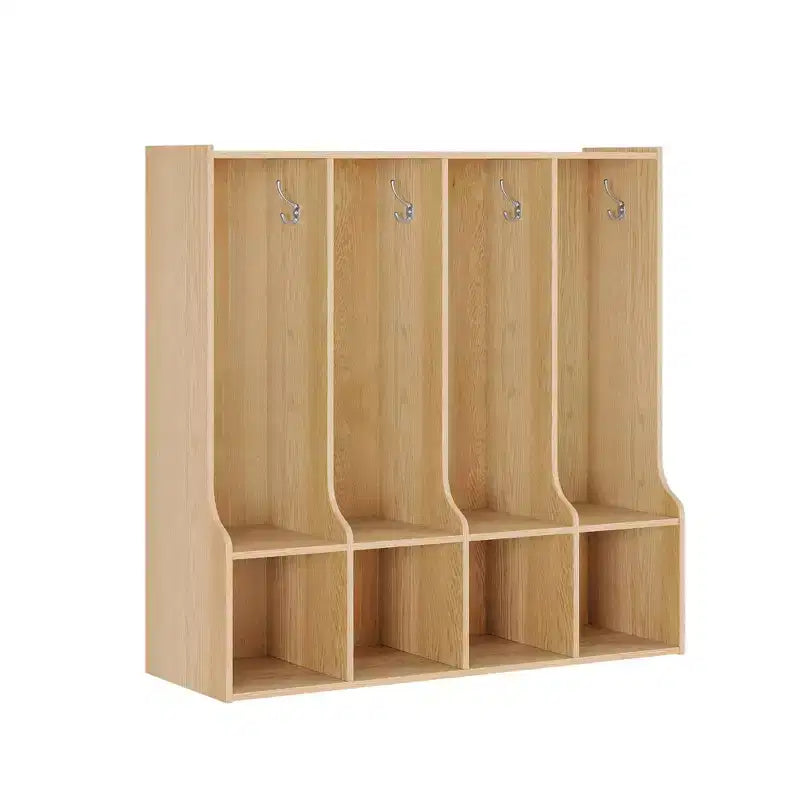 Vestiaire enfant 4 sections Acekool avec 4 casiers et 8 patères pour salle de classe, crèche et maison