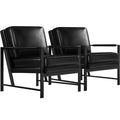 Yaheetech Lot de 2 fauteuils de salon rétro rembourrés avec accoudoirs en métal, coussin d'assise et de dossier amovible