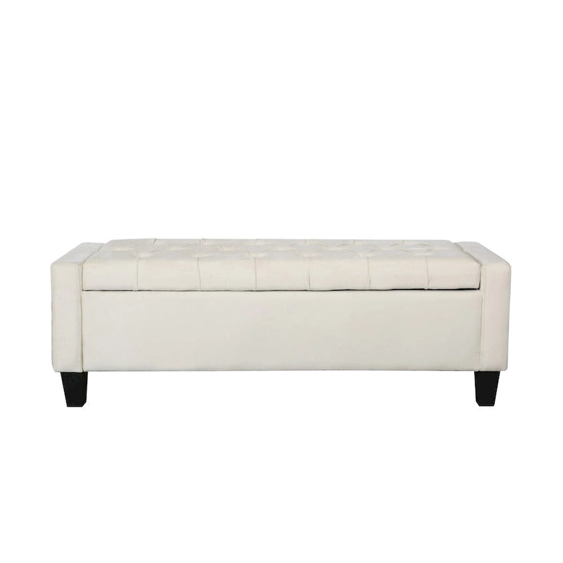 Banc de rangement capitonné en velours avec dessus rabattable