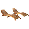 vidaXL Chaise longue Marron Naturel Bois d'acacia massif avec une finition à l'huile naturelle