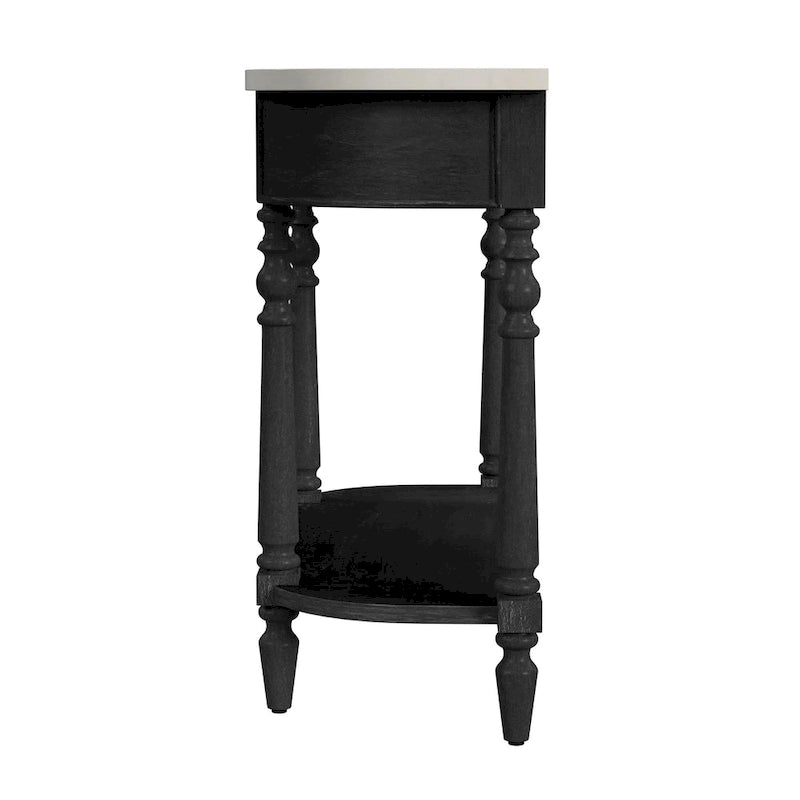 Table console avec plateau en marbre – Brun clair / Gris / Noir délavé, demi-lune, montage par une personne