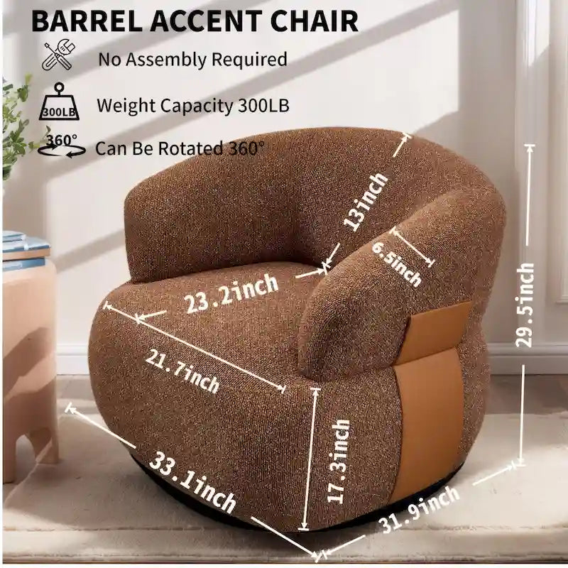 Fauteuil moderne Kieon 33W 360 pivotant en forme de tonneau - Lot de 2