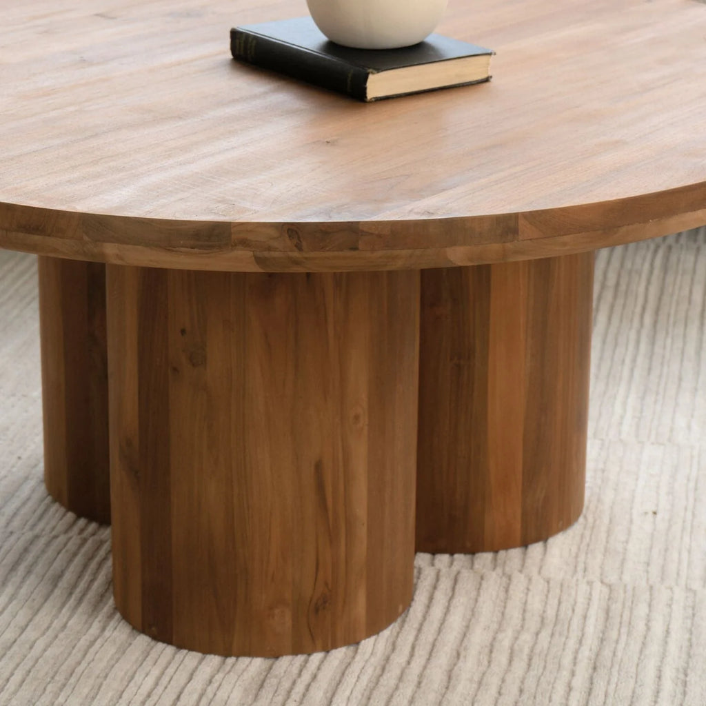 Table basse moderne en teck avec plateau rond - Salon | 39