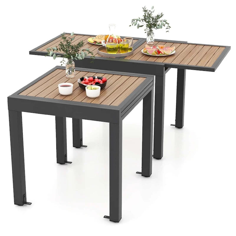 Table de patio extensible d'extérieur 31,5-63 pouces, entretoise en L incluse