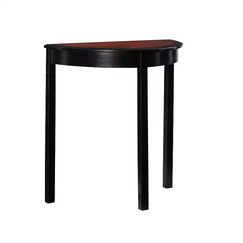 Table console cerisier noir et demi-lune noire, simple