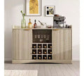 Meuble de bar à vin moderne de 120 cm avec 9 porte-verres, 12 casiers à vin, design cannelé, 2 portes, buffet de rangement pour salle à manger et salon