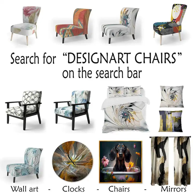 Fauteuil d'appoint rembourré et fauteuil moderne du milieu du siècle Designart Colorful Mid Century Abstract Fusion I